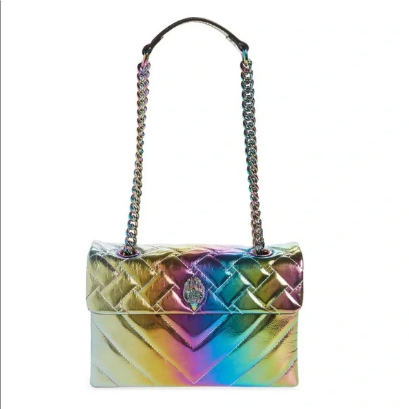Kurt Geiger London Kensington X Leather Shoulder Bag NWT Rainbow Metallic Ombre - Picture 1 of 10